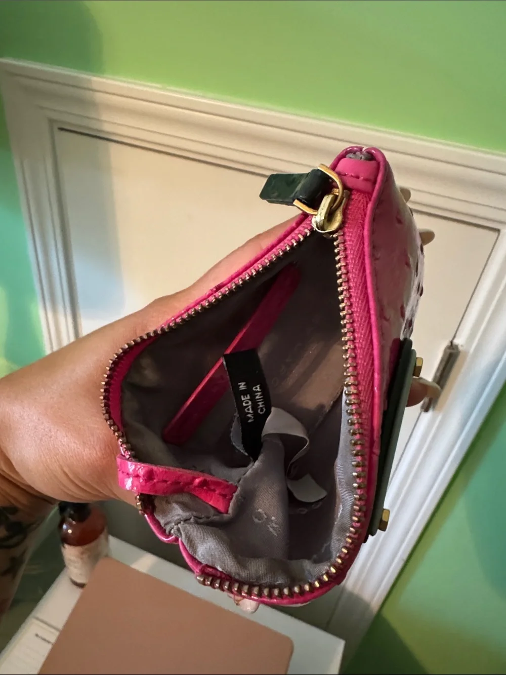 Marc by Marc Jacobs Hot Pink Textured Zip Card Pouch